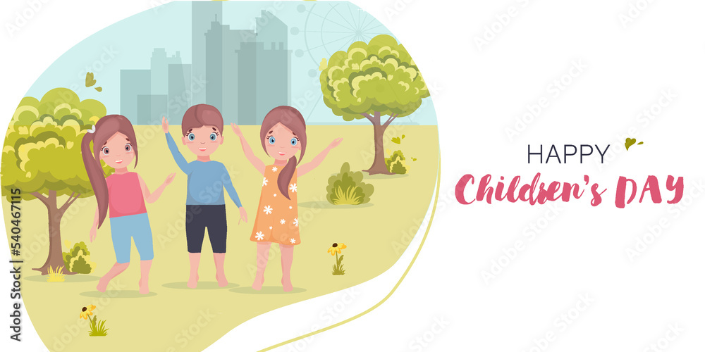 Happy children's day concept. Vector postcard or banner. Happy children's day concept. Vector postcard or banner.