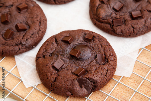 Fresh baked double chocolate cookie