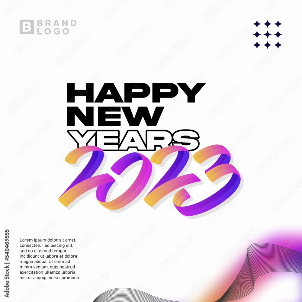 Fototapeta premium modern colorful trend of 2023 new year logo type
