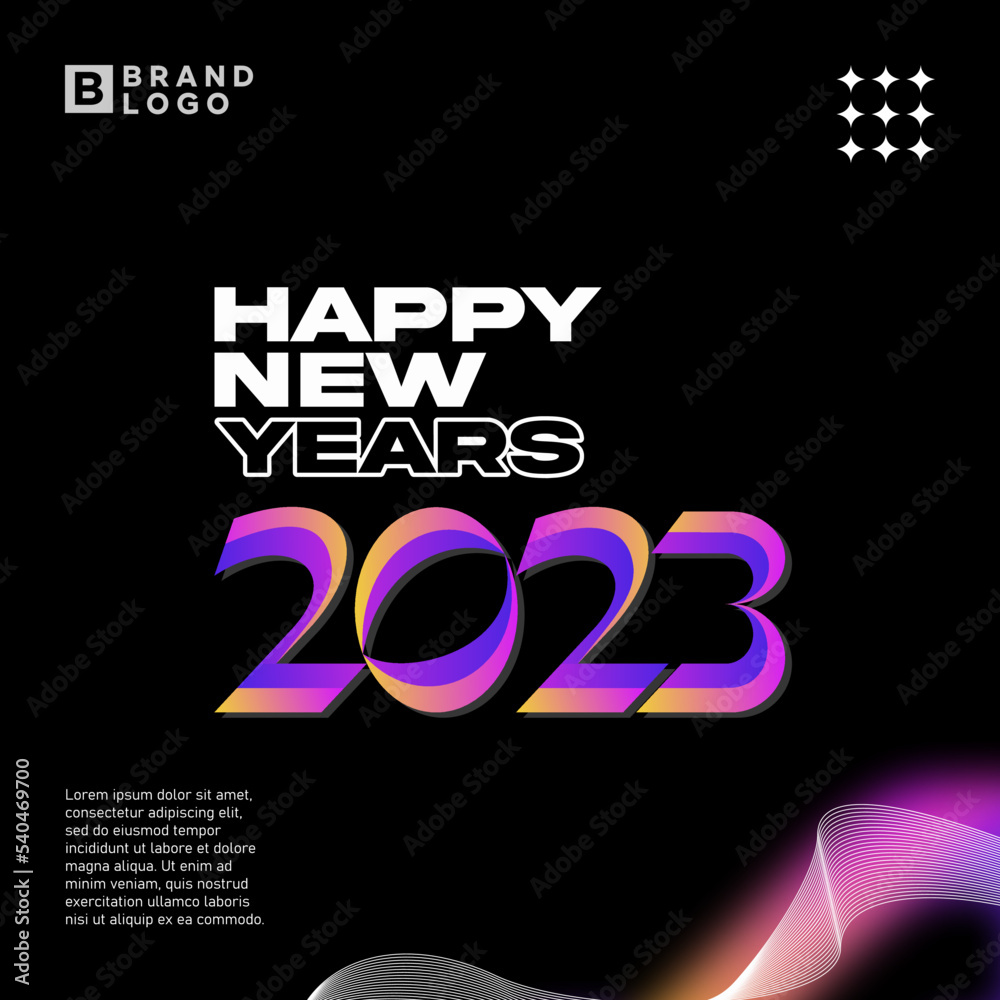 modern colorful trend of 2023 new year logo type