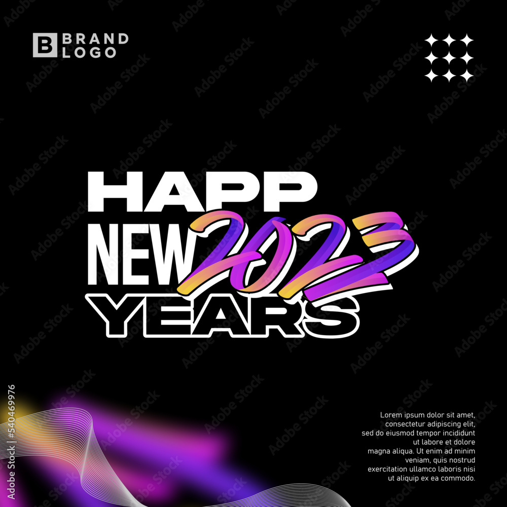 Fototapeta premium modern colorful trend of 2023 new year logo type