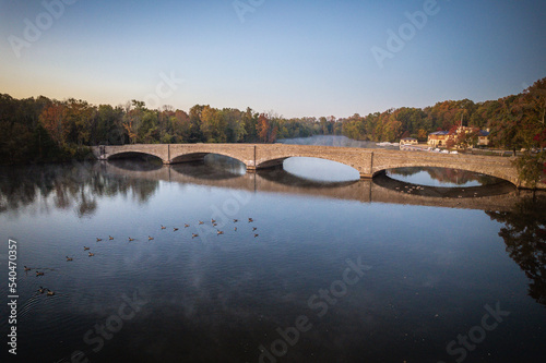 Drone Autumn Sunrise in Princeton Canal New Jersey photo