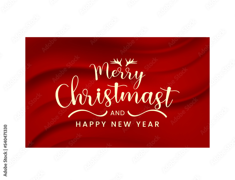 Merry Christmas and New Year Typographical on a red textured background. Merry Christmas card. Vector Illustration