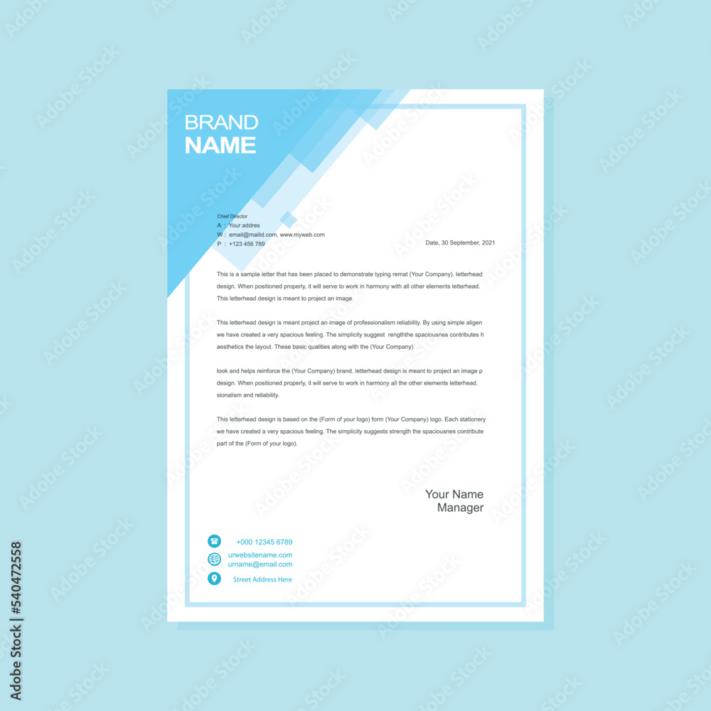 Modern blue letterhead design Modern blue letterhead design