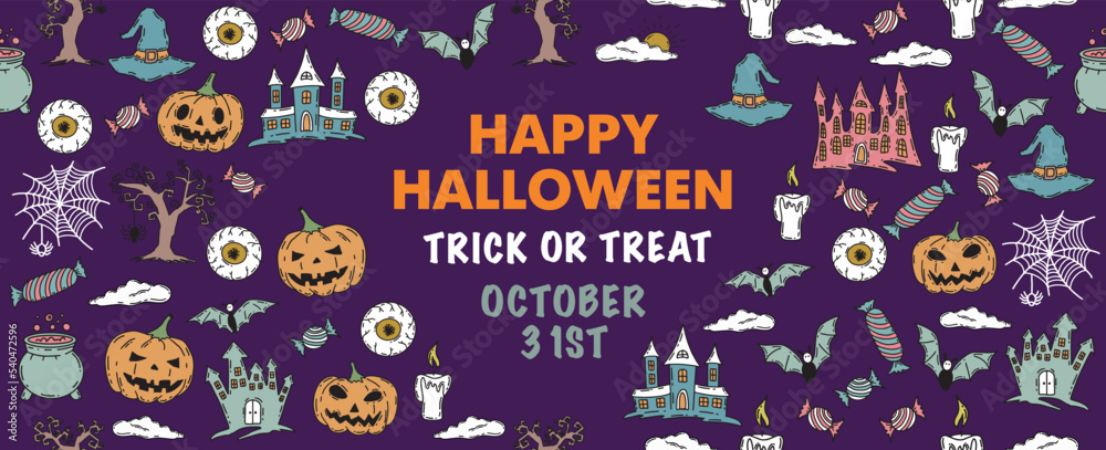 Halloween symbols hand drawn illustrations Halloween symbols hand drawn illustrations