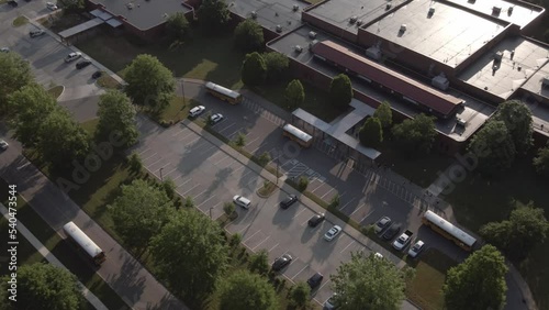 Overhead of school during dropoff photo
