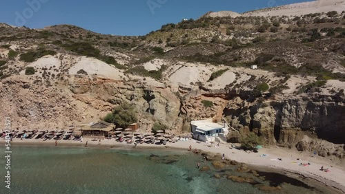 Firiplaka or Fyriplaka Beach Aerial View in Milos, Cyclades Island in Aegean Sea photo