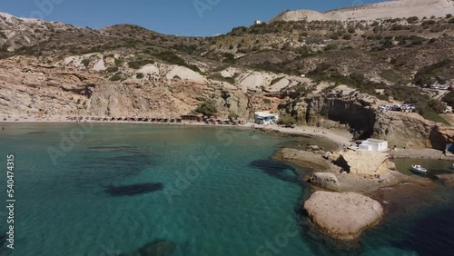 Firiplaka or Fyriplaka Beach Aerial View in Milos, Cyclades Island in Aegean Sea photo