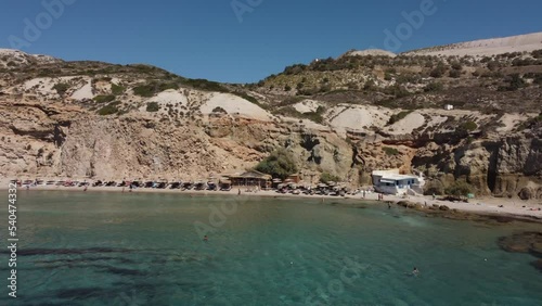 Firiplaka or Fyriplaka Beach Aerial View in Milos, Cyclades Island in Aegean Sea photo