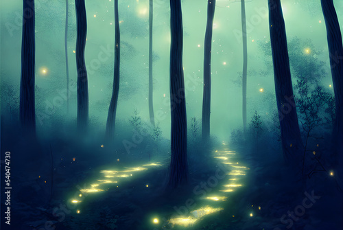 Fantasy forest with fireflies, magic orbs and more.  © ECrafts