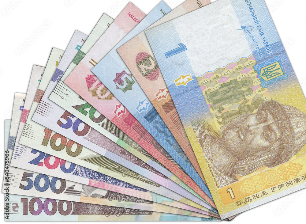 Ukrainian banknotes. Close up money from Ukraine. Ukrainian hryvnia.3D render Ukrainian banknotes. Close up money from Ukraine. Ukrainian hryvnia.3D render