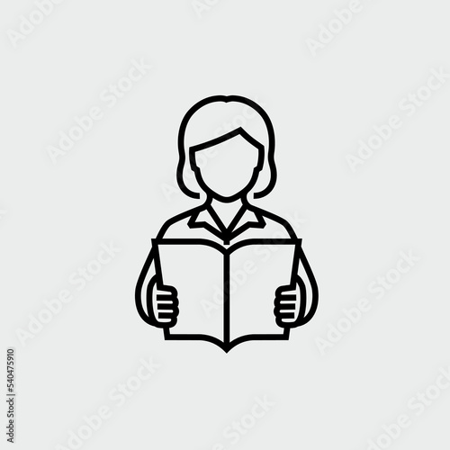 Reading Book Vector Line Icon