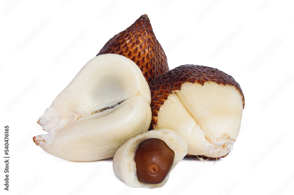 Salak or snake fruit isolated on white background with clipping path and full depth of field Salak or snake fruit isolated on white background with clipping path and full depth of field