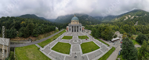 Drone view at the holy place of Oropa in Italy