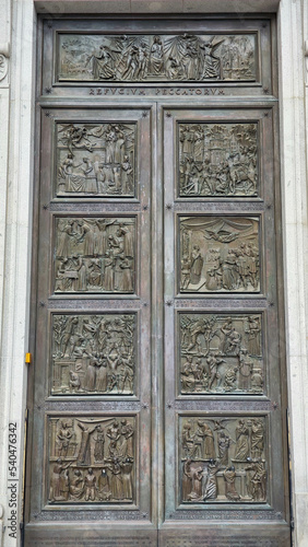 Door of the basilica Oropa on Italy