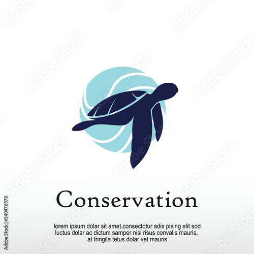 Conservation of marine turtle logo design idea