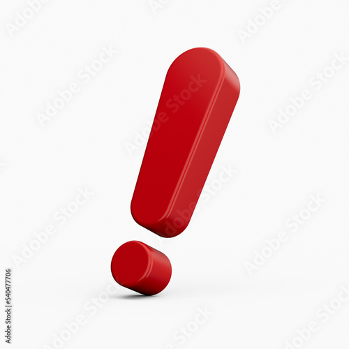 3d Red exclamation Sign 3d illustration on white