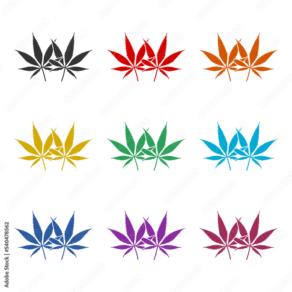Marijuana linked icon isolated on white background. Set icons colorful Marijuana linked icon isolated on white background. Set icons colorful
