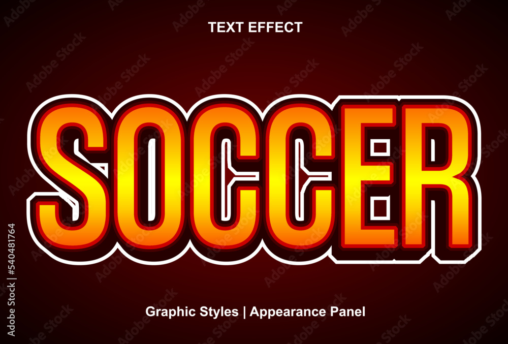 soccer text effect with graphic style and editable.