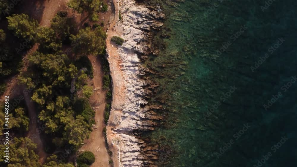 Aerial View Of Rocky Natural Beach In Mediterranean Sea Aerial View Of Rocky Natural Beach In Mediterranean Sea