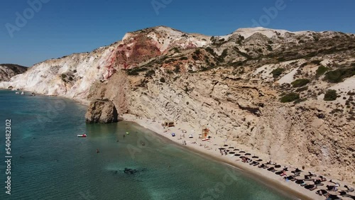 Firiplaka or Fyriplaka Beach Aerial View in Milos, Cyclades Island in Aegean Sea photo