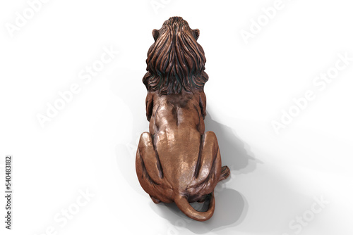 Fototapeta Naklejka Na Ścianę i Meble -  Reclining lion bronze statue 3d render isolated on transparent background PNG
