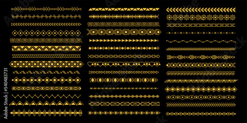 Line decorative borders. Minimalistic tattoo design, lines separation text. Traditional geometric frame, divider. Vintage simple patterns decent vector collection