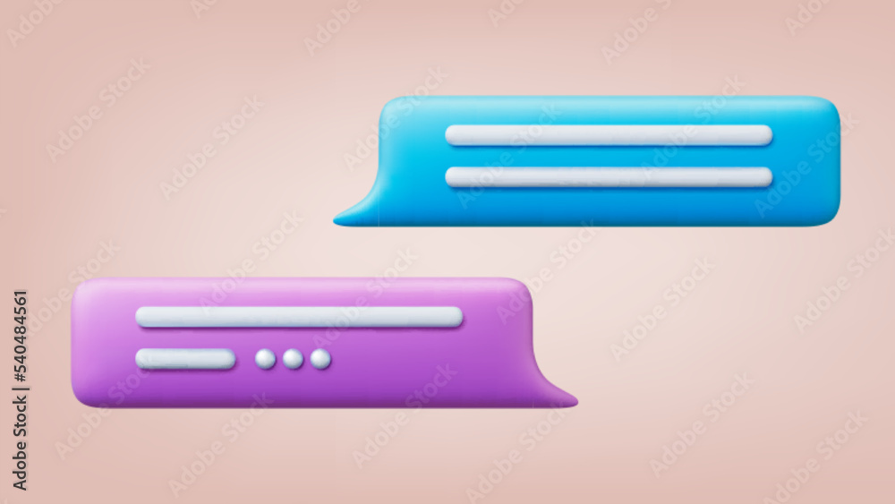 Dialog speech balloons 3d elements. Voice message or talk bubbles. Chat, text icons for messenger. Conversation vector speak frames, isolated contact clouds