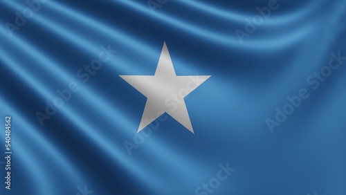 Render of the Somalia flag flutters in the wind close-up  the national flag of Somalia flutters in 4k resolution  close-up  colors  RGB. High quality 3d illustration