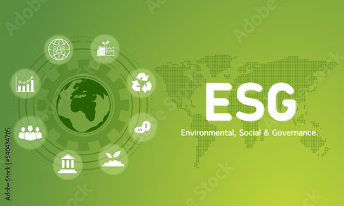 ESG on environmental, social and corporate stewardship concepts, information about the contribution of everything in the world.  To solve environmental, social and management problems with vector icon