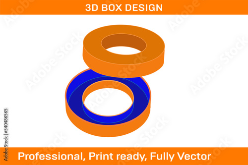 Round tube or cylender style box dieline template and 3D render box photo
