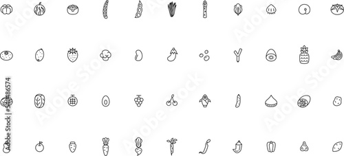 ミニ野菜線画アイコンセット