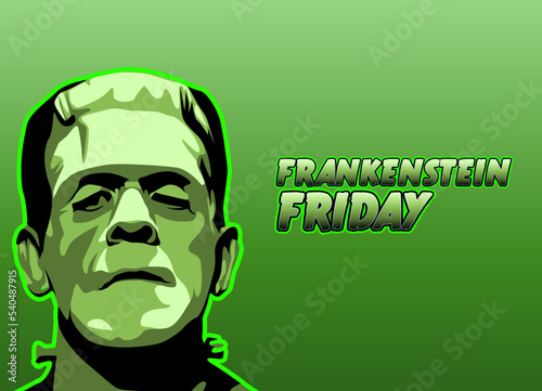 vector graphic of frankenstein friday good for frankenstein friday celebration. flat design. flyer design.flat illustration.