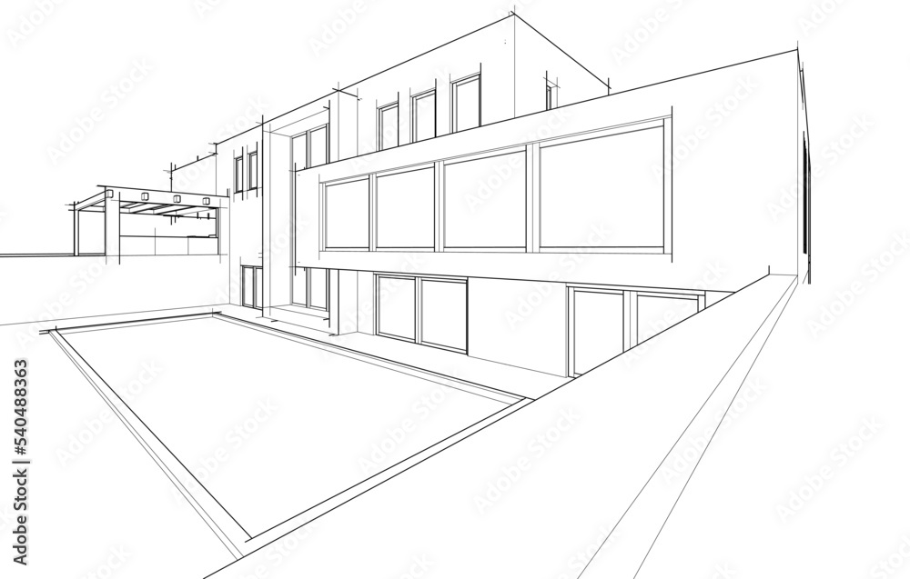 house building sketch architecture 3d illustration house building sketch architecture 3d illustration
