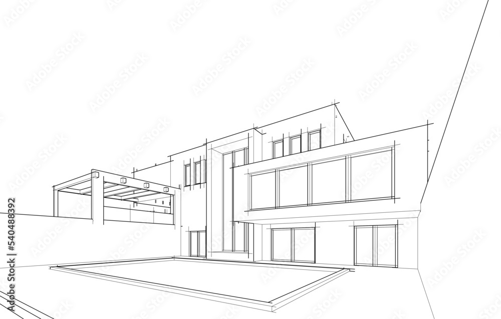 house building sketch architecture 3d illustration house building sketch architecture 3d illustration
