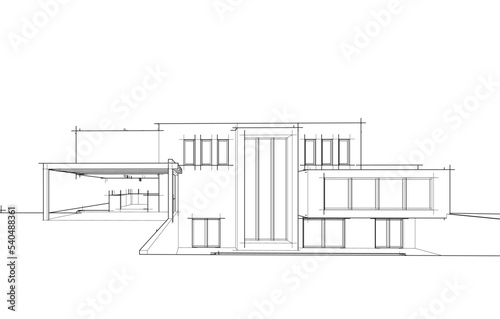 house building sketch architecture 3d illustration