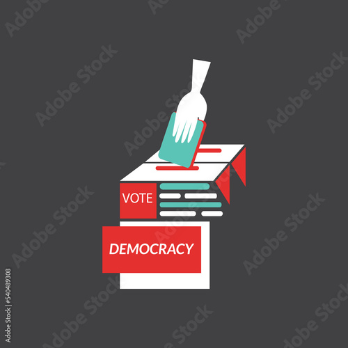 illustration of Hand voting ballot box icon, Election Vote design concept.