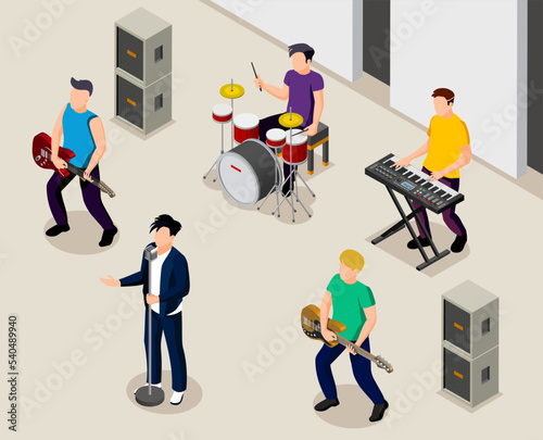 Musical band vector isometric illustration