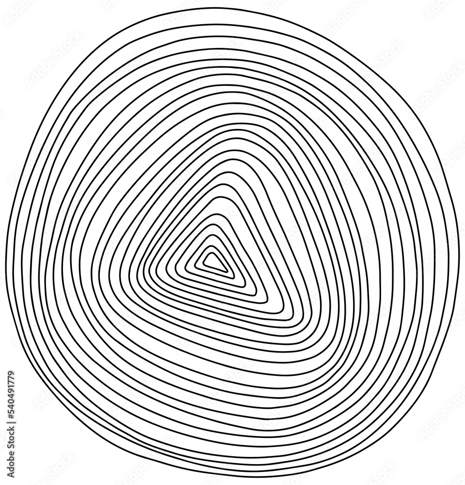 Abstract tree rings topographic map concept.background. Thin black lines on white
