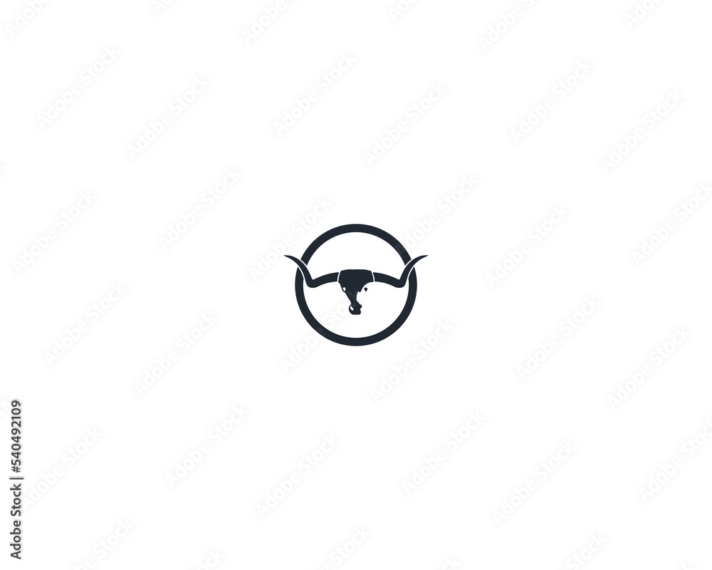 African Bison Bull Head, Silhouette buffalo head Front view logo design template, American buffalo head face elements for logo, label, emblem, sign Isolated on white background vector illustration.