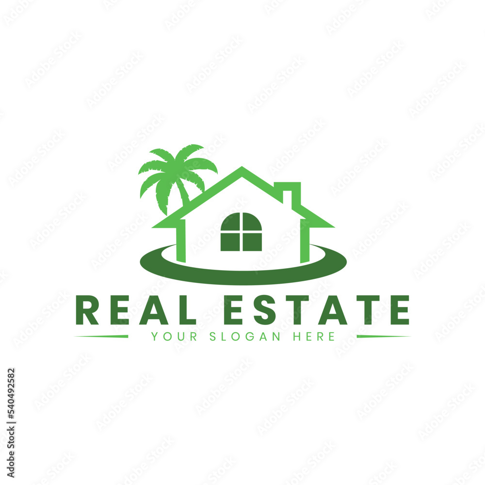 Natural homestay logo, simple logo icon homestay background, beach house logo