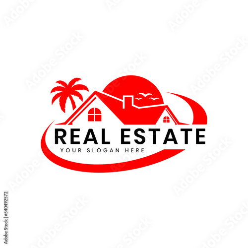 Natural homestay logo, simple logo icon homestay background, beach house logo
