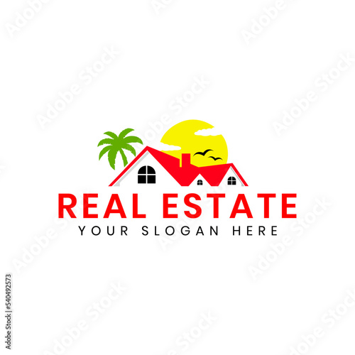 Natural homestay logo, simple logo icon homestay background, beach house logo
