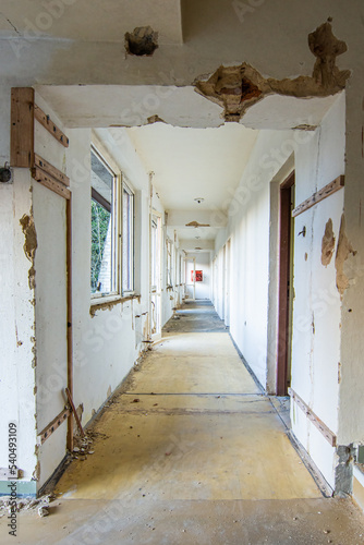 Interior of old abandoned socialist communist hotel in former Czechoslovakia © cobracz