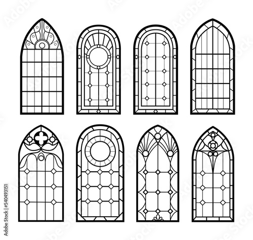 Fotótapéta Stained glass arch window frames