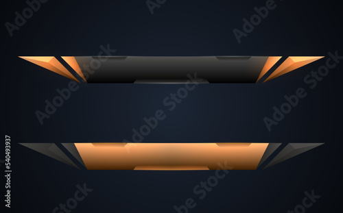 Abstract black and gold futuristic technology lower third game title bar buttons