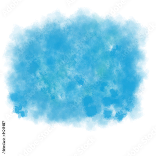 Ultra high resolution abstract soft aesthetic blue watercolor painting illustration of clouds element. Explosion of multicolor powder. transparent background PNG file