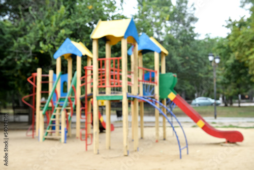 Wallpaper Mural Blurred view of modern children's playground in city park Torontodigital.ca