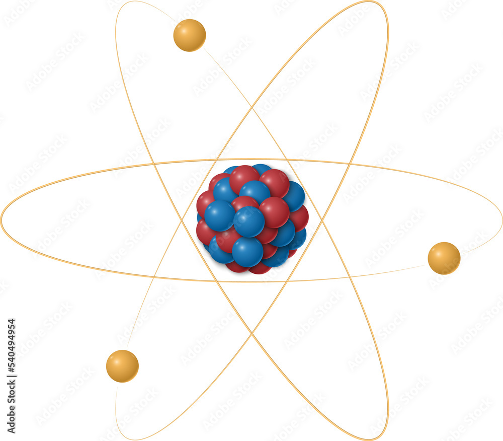 Atom structure, protons, neutrons and electrons orbiting the nucleus Stock Illustration Adobe
