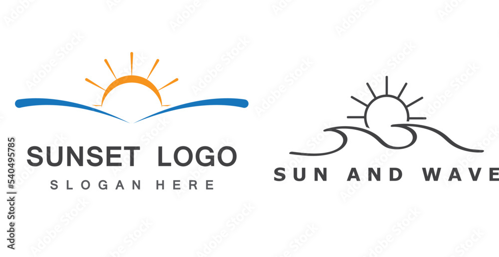 Water wave and sun icon vector illustration design logo Water wave and sun icon vector illustration design logo